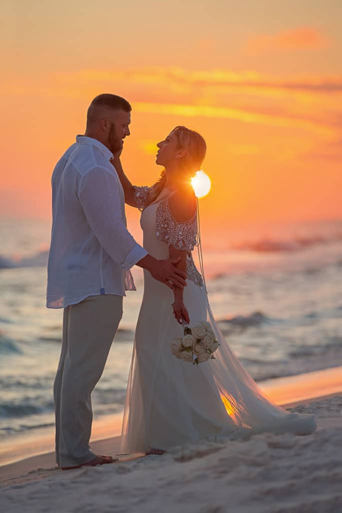 beach wedding sunset